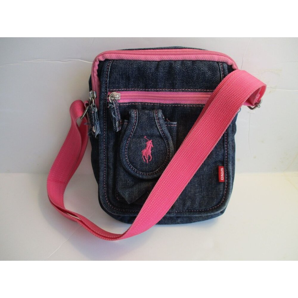 *Ralph Lauren POLO Crossbody Shoulder Bag Blue and Pink 'WING' Mini